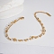 Elegant Stainless Steel & Imitation Pearl Double Layer Link Chain Anklets, White, Real 18K Gold Plated, 8-1/2 inch(215mm)