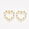 Brass Pendant Rhinestone Settings, with Cubic Zirconia, Real 18K Gold Plated, Nickel Free, Heart, Gray, Fit for 1.5mm Rhinestone, 16.5x16.5x2mm, Hole: 1mm