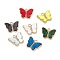 Acrylic Pendants, with Light Gold Tone Alloy Rhinestone Findings, Butterfly Charm, Mixed Color, 15x18x4mm, Hole: 1.8mm