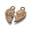 Tibetan Style Alloy Pendants, Lead Free & Nickel Free, Heart, for Valentine's Day, Antique Bronze, 23x11x2mm, Hole: 3mm