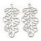 Non-Tarnish 201 Stainless Steel Pendants, Laser Cut, Leaf Charm, Stainless Steel Color, 47x23.5x1mm, Hole: 2mm