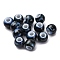 Handmade Porcelain Beads, Round, Prussian Blue, 6~7x5~6mm, Hole: 2mm