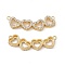 Brass Micro Pave Clear Cubic Zirconia Connector Charms, Four Heart Links, Real 18K Gold Plated, Cadmium Free & Nickel Free & Lead Free, 11.5x37x3.5mm, Hole: 1.6mm