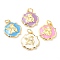 Real 18K Gold Plated Brass Pendants, with Enamel Cadmium Free & Lead Free, Long-Lasting Plated, Cupid, Mixed Color, 17.5x15x2.5mm, Hole: 3.5mm