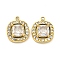PVD Vacuum Plating 304 Stainless Steel Pendants, with Cubic Zirconia and Rhinestone, Square, Real 18K Gold Plated, 12x10x3.5mm, Hole: 1mm