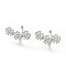 Clear Cubic Zirconia Flower Cuff Earrings, Brass Jewelry for Non-pierced Ears, Cadmium Free & Lead Free, Platinum, 10.5x11x19mm