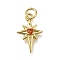 Brass Micro Pave Clear Cubic Zirconia Pendants, Star Charms, Long-Lasting Plated, Rack Plating, Lead Free & Cadmium Free, with Jump Ring, Real 18K Gold Plated, 17x11x3mm, Hole: 3mm