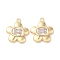 Glass Pendants, with Brass Findings, Flower Charms, Real 18K Gold Plated, 16x14x3mm, Hole: 1.5mm