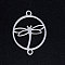 Tarnish Resistant 201 Stainless Steel Links connectors, Circle with Dragonfly, Stainless Steel Color, 19.5x15x1mm, Hole: 1.4mm