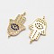 Palm Brass Micro Pave Grade AAA Cubic Zirconia Links, Cadmium Free & Nickel Free & Lead Free, Real 18K Gold Plated, 18x11x1.5mm, Hole: 1mm
