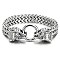 Stainless Steel Mesh Chain Bracelet with Vintage Wolf Head Clasp for Men, Stainless Steel Color, 8-1/4 inch(21cm)