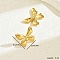 Fashionable Stainless Steel Stud Earrings, Golden, Butterfly, 20x20mm