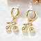 Brass Cherry Hoop Earrings, Lead Free & Cadmium Free, Long-Lasting Plated, Rack Plating, Real 18K Gold Plated, 36.5x18.5mm