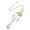 Faceted Glass Sun Catcher Pendant Decorations, with Brass and Iron Findings, for Home, Garden Decor, Planet, Golden, 435mm