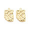 Brass Pendants, Textured, Nuggets, Cadmium Free & Nickel Free & Lead Free, Real 18K Gold Plated, 23.5x15x1.5mm, Hole: 1.8mm