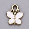 Light Gold Plated Alloy Charms, with Enamel, Butterfly, White, 15x11.5x2mm, Hole: 2mm