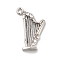 Rack Plating Alloy Rhinestone Pendants, Cadmium Free & Nickel Free & Lead Free, Musical Instruments Charms, Platinum, 23.5x13.5x3.5mm, Hole: 1.6mm
