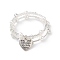 Crystal Rhinestone Tennis Wrap Cuff Bangle with Imitation Pearl Beaded, Alloy Heart with You Are Always In My Heart Charm Bracelet for Women, White, Inner Diameter: 2-1/8 inch(5.3cm)