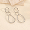 Brass Triple Layer Irregular Circle Pendant Stud Earrings for Women, 925 Sterling Silver Pin, Silver, 49x34mm
