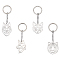 Stainless Steel Keychain, Laser Cut, Animals, Stainless Steel Color, 4pcs/box