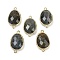 Natural Labradorite Faceted Connector Charms, Rack Plating Brass Oval Links, Golden, 22.5~23x13.5~14x6mm, Hole: 1.4mm