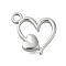 Anti-Tarnish 304 Stainless Steel Pendants, Heart Charm, Stainless Steel Color, 15.5x13.5x2.5mm, Hole: 2mm