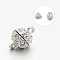 Alloy Rhinestone Magnetic Clasps with Loops, Oval, Platinum, 14x9mm, Hole: 1mm