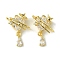 Valentine's Day Brass with Cubic Zirconia Pendants, Teardrop, 19.5x15x7.5mm, Hole: 1.2mm