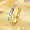 Golden Alloy Enamel Bangle, Arrow Pattern, Light Blue, No Size