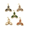 304 Stainless Steel Rhinestone Pendants, Heart Charms, Ion Plating(IP), Real 14K Gold Plated, Mixed Color, 13x11x2.5mm, Hole: 1.6mm