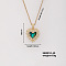 Vintage Brass Micro Pave Cubic Zirconia Heart Pendant Necklace for Women, Golden, 15.75 inch(400mm)