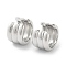 Grooved Brass Cuff Earrings, Non Piercing Earrings, Platinum, 13x9.5mm