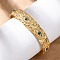 304 Stainless Steel Rhinestone Cuff Bangles for Women, Evil Eye, with Turquoise, Real 18K Gold Plated, 1/2 inch(1.4cm), Inner Diameter: 2-3/8 inch(6.1cm)