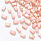 2-Hole Baking Painted Glass Seed Beads, AB Color Plated, Rectangle, Light Salmon, 4.5~5.5x2x2~2.5mm, Hole: 0.5~0.8mm, about 2000pcs/bag