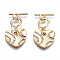 Brass Micro Pave Clear Cubic Zirconia Toggle Clasps, Nickel Free, Heart, Real 18K Gold Plated, 29mm, Heart: 13.5x14.5x1.5mm, Bar: 3x13x1mm, Tube Bails: 10x8x1mm, Jump Ring: 4.9x0.7mm, 3.5mm inner diameter