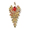 Alloy Rhinestone Brooch for Women, Peacock, Siam, 108x49x11.5mm