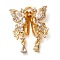 Brass Micro Pave Cubic Zirconia Slide Charms, Cadmium Free & Nickel Free & Lead Free, Butterfly, Real 18K Gold Plated, Clear, 22x18x6mm, Hole: 1.4mm