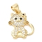 Brass Micro Pave Cubic Zirconia Pendants, Lead Free & Cadmium Free, Long-Lasting Plated, Cat, Real 18K Gold Plated, 17x15x3.5mm, Hole: 4x3.5mm