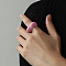 3D Heart Zinc Alloy Enamel Finger Rings, Golden, Pearl Pink, Inner Diameter: 18mm
