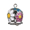 304 Stainless Steel Pendants, with Enamel, Bell with Flower Charm, Stainless Steel Color, 16x13mm, Hole: 1.5mm