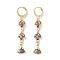 Fan Rack Plating Golden Brass Dangle Leverback Earrings, with Cubic Zirconia for Women, Colorful, 49x8.5mm