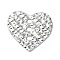 Rack Plating Alloy Links, Textured Heart Connector Charms, Platinum, 28x29x1mm, Hole: 2.5mm