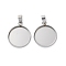 304 Stainless Steel Pendant Cabochon Settings, Flat Round Charms, Stainless Steel Color, Tray: 18mm, 23.5x19.5x2mm, Hole: 6x3.5mm