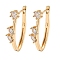 Brass with Clear Cubic Zirconia Hoop Earrings, Oval, Light Gold, 27x5mm