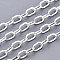 304 Stainless Steel Paperclip Chains, Drawn Elongated Cable Chains, with Spool, Unwelded, Flat Oval, Silver, 7x4x1mm, about 65.61 Feet(20m)/roll