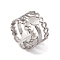 Non-Tarnish 304 Stainless Steel Heart Wrap Open Cuff Rings for Women, Stainless Steel Color, Inner Diameter: 17.2mm