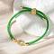 Adjustable Nylon Cord Bracelets, Brass Micro Pave Cubic Zirconia Letter Charms Jewelry for Women Men, Rack Plating, Long-Lasting Plated, Letter C, 1/8 inch(0.3cm), Inner Diameter: 2-5/8 inch(6.6cm)