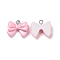 Opaque Resin Pendants, with Platinum Tone Iron Loops, Bowknot Charm, Pink, 15.5x17.5x5.5mm, Hole: 2mm