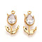 Brass Micro Pave Cubic Zirconia Pendants, Flower Charms, Long-Lasting Plated, Nickel Free, Real 18K Gold Plated, Clear, 21x11x4.5mm, Hole: 1.5mm
