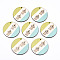 Printed Natural Poplar Wood Pendants, Laser Cut Wood Shapes, Flat Round, Colorful, 49.5x3mm, Hole: 2mm